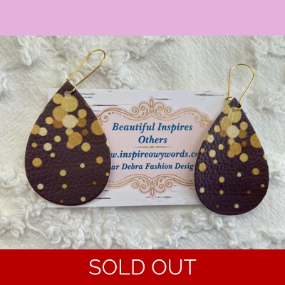 New Years light Weight faux leather dangle earrings